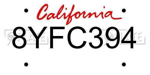 8YFC394 California License Plate