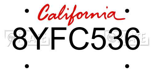 8YFC536 California License Plate