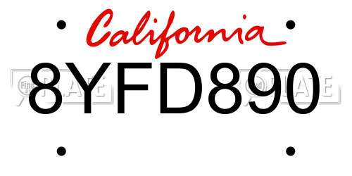 8YFD890 California License Plate