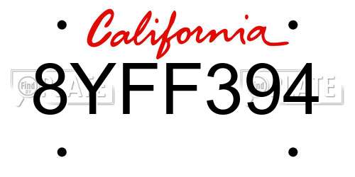 8YFF394 California License Plate