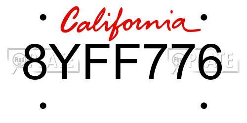 8YFF776 California License Plate