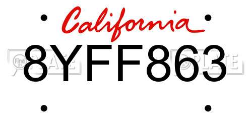 8YFF863 California License Plate