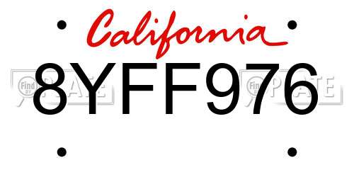 8YFF976 California License Plate
