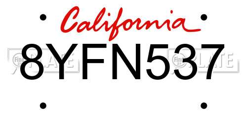 8YFN537 California License Plate