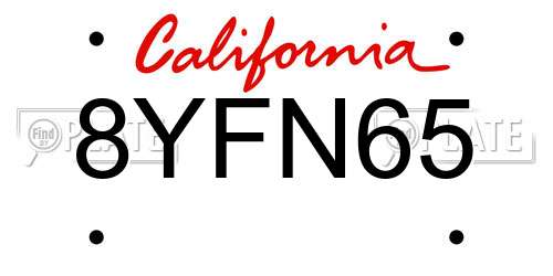 8YFN65 California License Plate