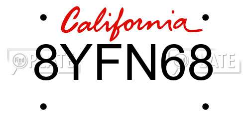 8YFN68 California License Plate