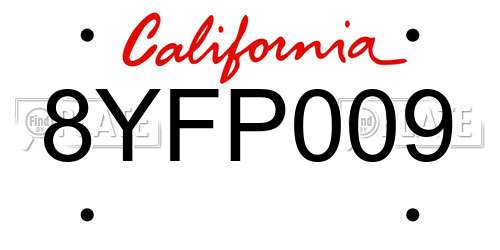 8YFP009 California License Plate