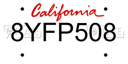 8YFP508 California License Plate