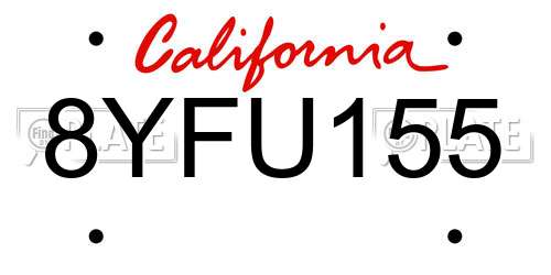 8YFU155 California License Plate