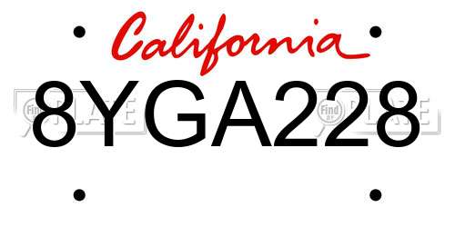 8YGA228 California License Plate