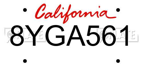 8YGA561 California License Plate