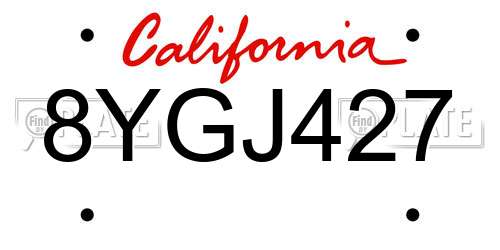 8YGJ427 California License Plate