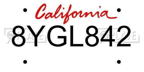 8YGL842 California License Plate