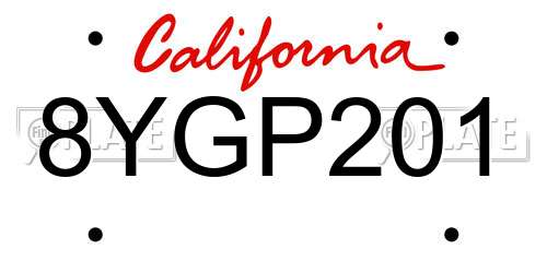 8YGP201 California License Plate