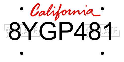 8YGP481 California License Plate