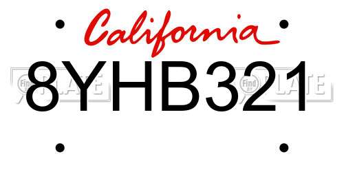 8YHB321 California License Plate