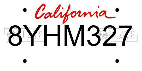 8YHM327 California License Plate