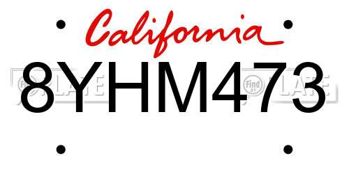 8YHM473 California License Plate