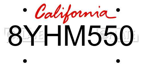 8YHM550 California License Plate