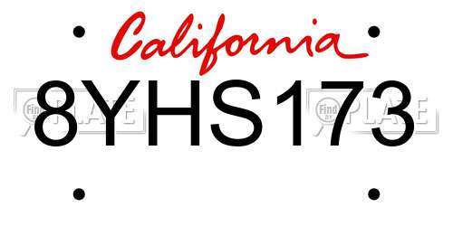8YHS173 California License Plate