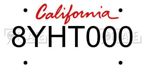 8YHT000 California License Plate