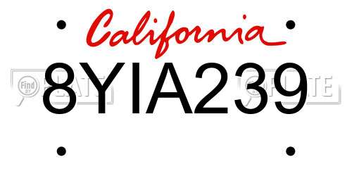 8YIA239 California License Plate