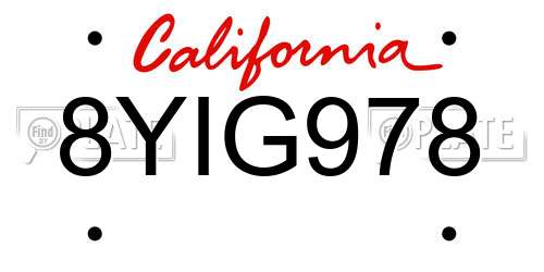 8YIG978 California License Plate