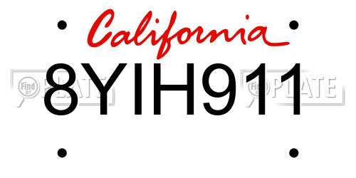 8YIH911 California License Plate