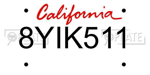 8YIK511 California License Plate