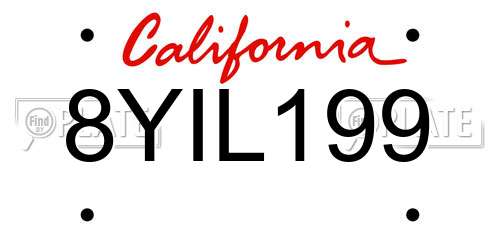 8YIL199 California License Plate