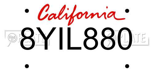 8YIL880 California License Plate