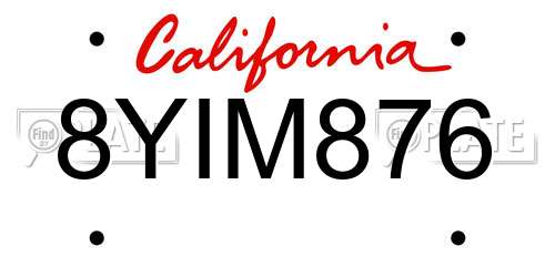 8YIM876 California License Plate