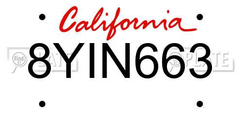 8YIN663 California License Plate