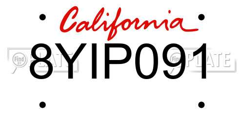 8YIP091 California License Plate