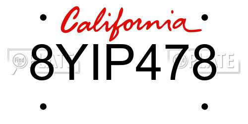 8YIP478 California License Plate