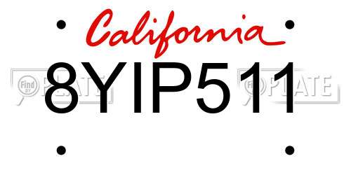 8YIP511 California License Plate