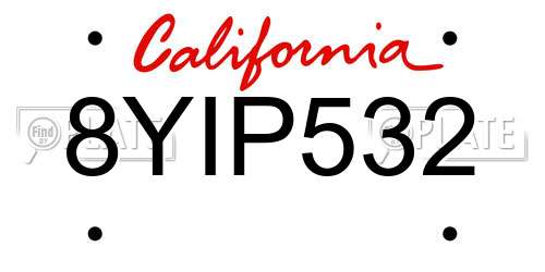 8YIP532 California License Plate
