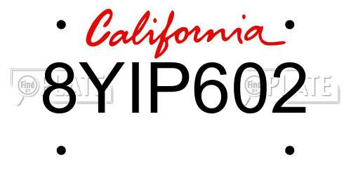 8YIP602 California License Plate