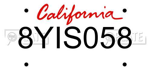 8YIS058 California License Plate