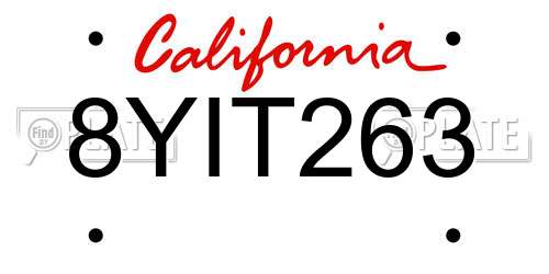 8YIT263 California License Plate