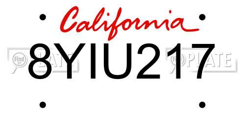 8YIU217 California License Plate
