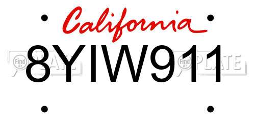 8YIW911 California License Plate