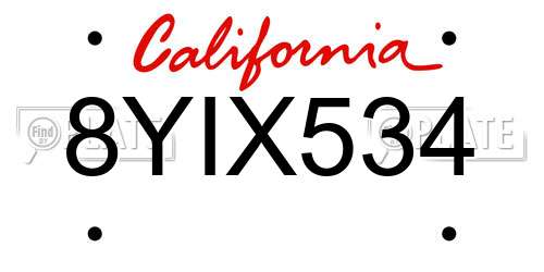 8YIX534 California License Plate