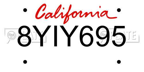 8YIY695 California License Plate