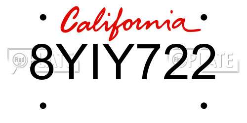 8YIY722 California License Plate