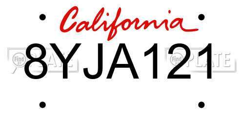 8YJA121 California License Plate