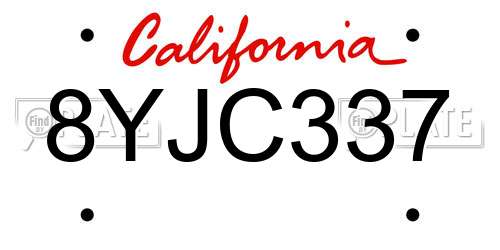 8YJC337 California License Plate