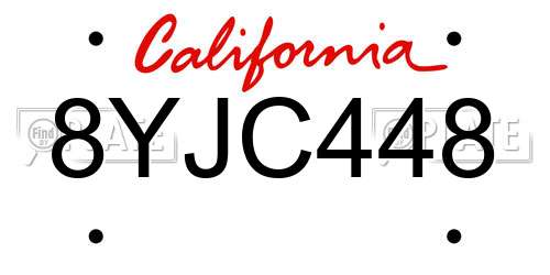 8YJC448 California License Plate