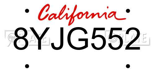8YJG552 California License Plate
