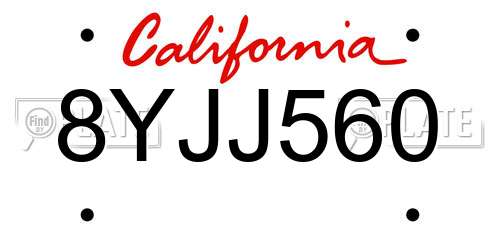 8YJJ560 California License Plate